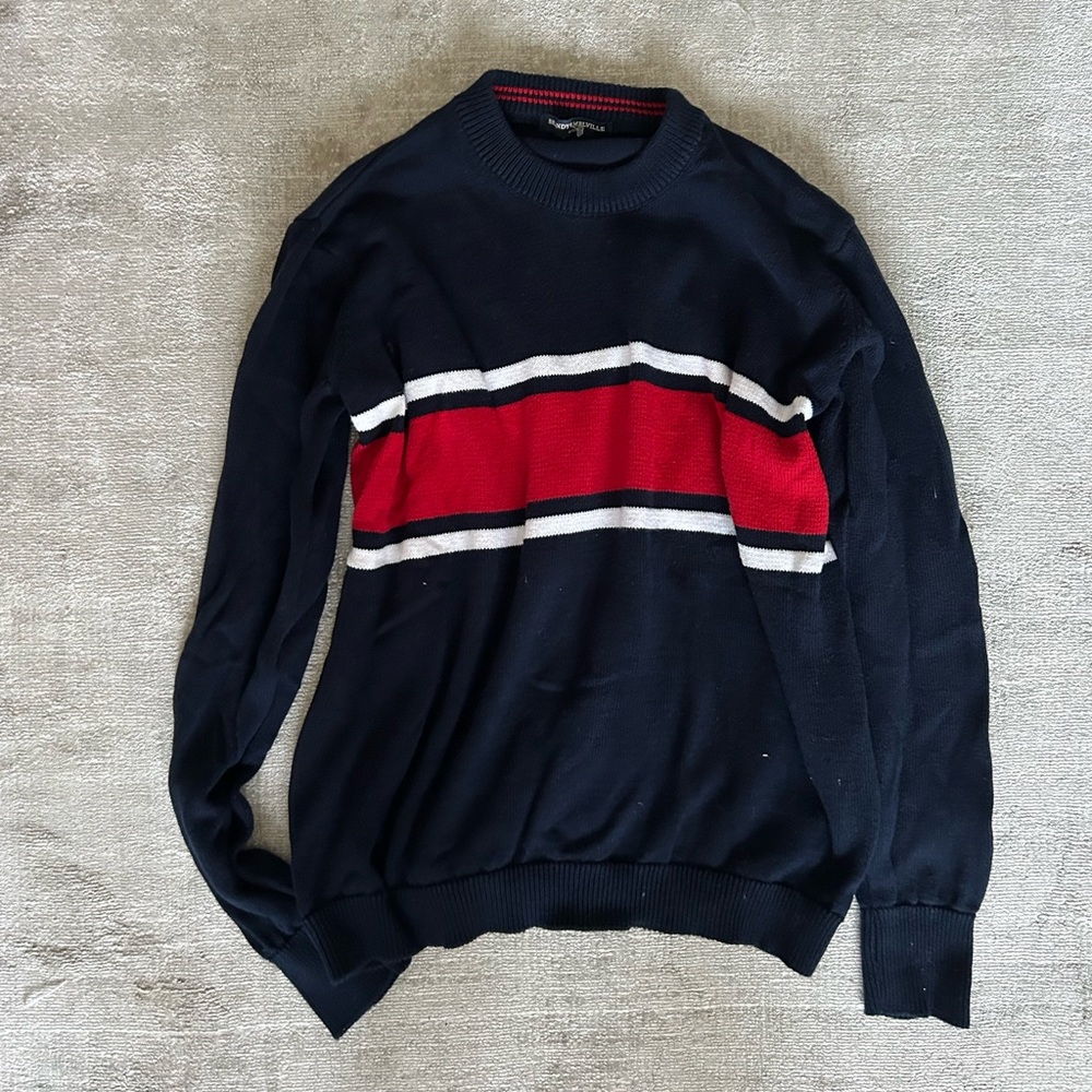 Brandy Melville Knitted Navy and Red Sweater, no size, brand new condition